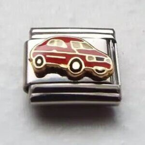Little red enamel car 9mm stainless steel italian charm bracelet link new